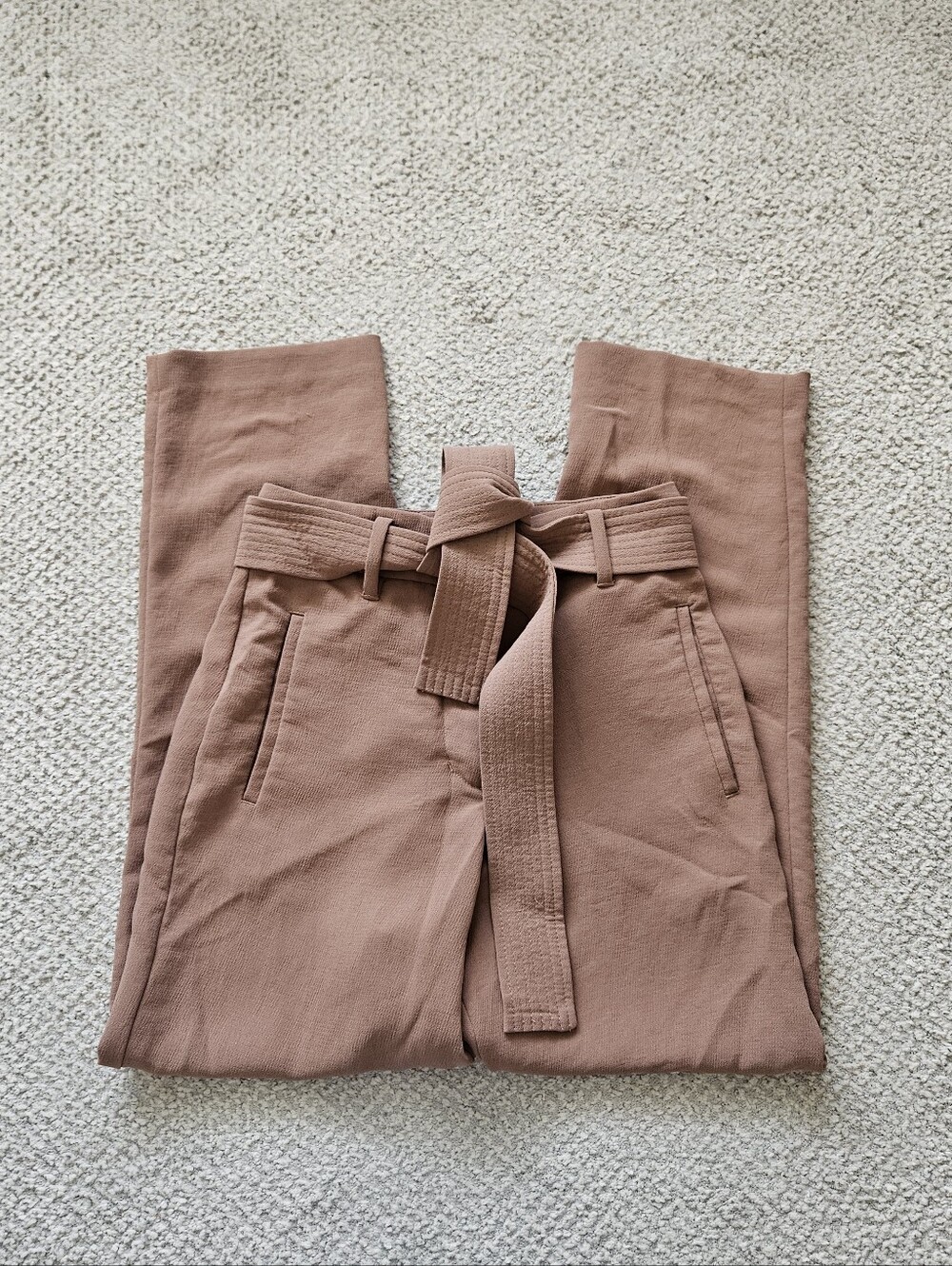 WILFRED Tie Front Jallade Work Pants Slacks Brown Nutmeg Size 0 Aritzia